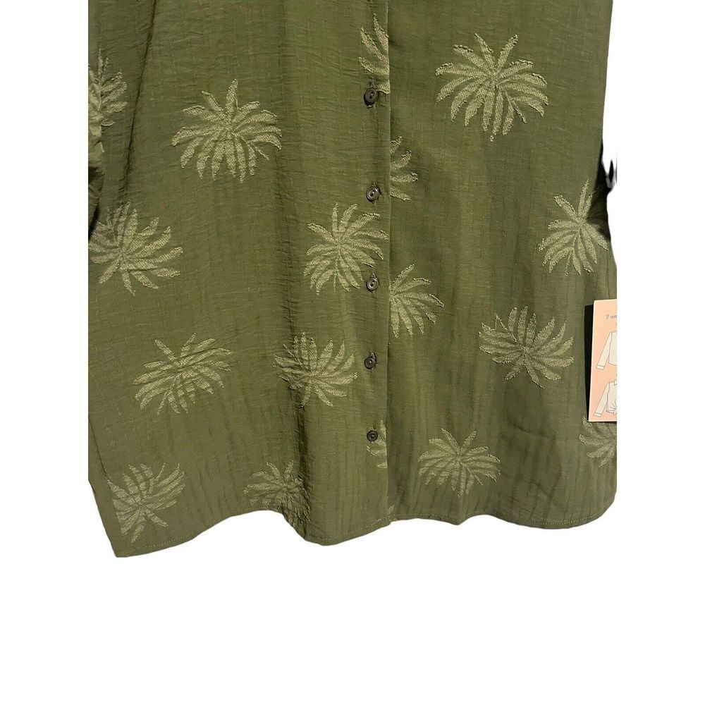C By One Green Palm Button Up Blouse Small - Picture 4 of 9
